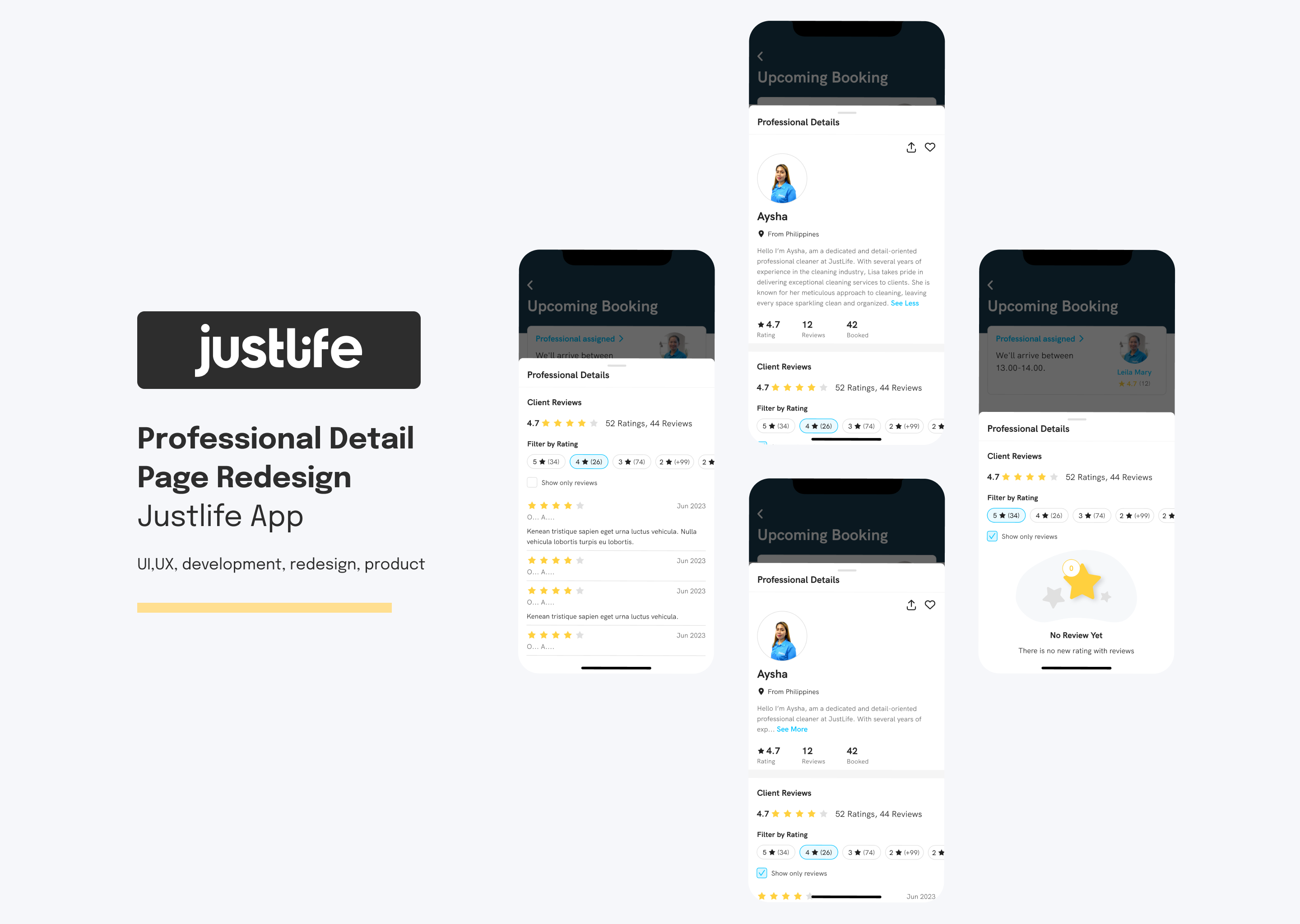 Professional Detail Page Redesign for Justlife App